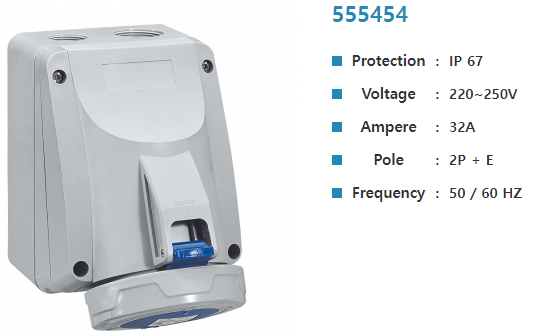 아남콘센트(2P+E 32A)	250V 555454 노출(IP67)