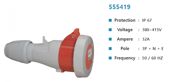 아남콘센트(3P+N+E 32A)	415V 555419 N상 모빌(IP67)